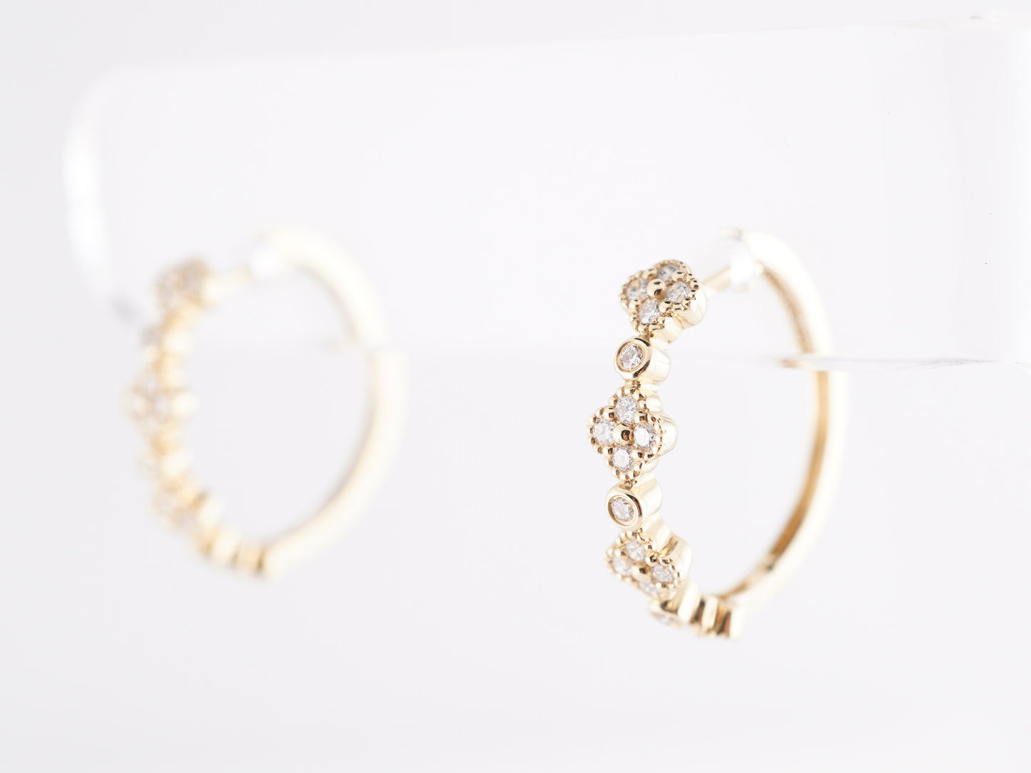.38 Diamond Hoop Earrings in 14K Yellow Gold