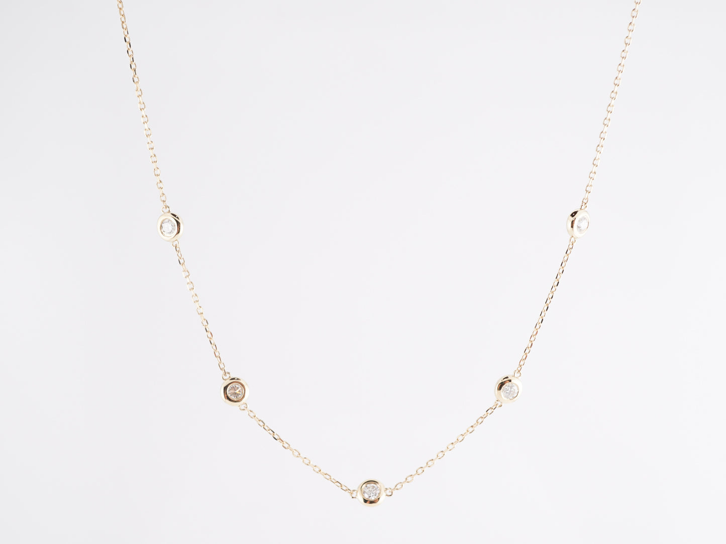 .30 Diamond Bezel Set Necklace in 14K Yellow Gold