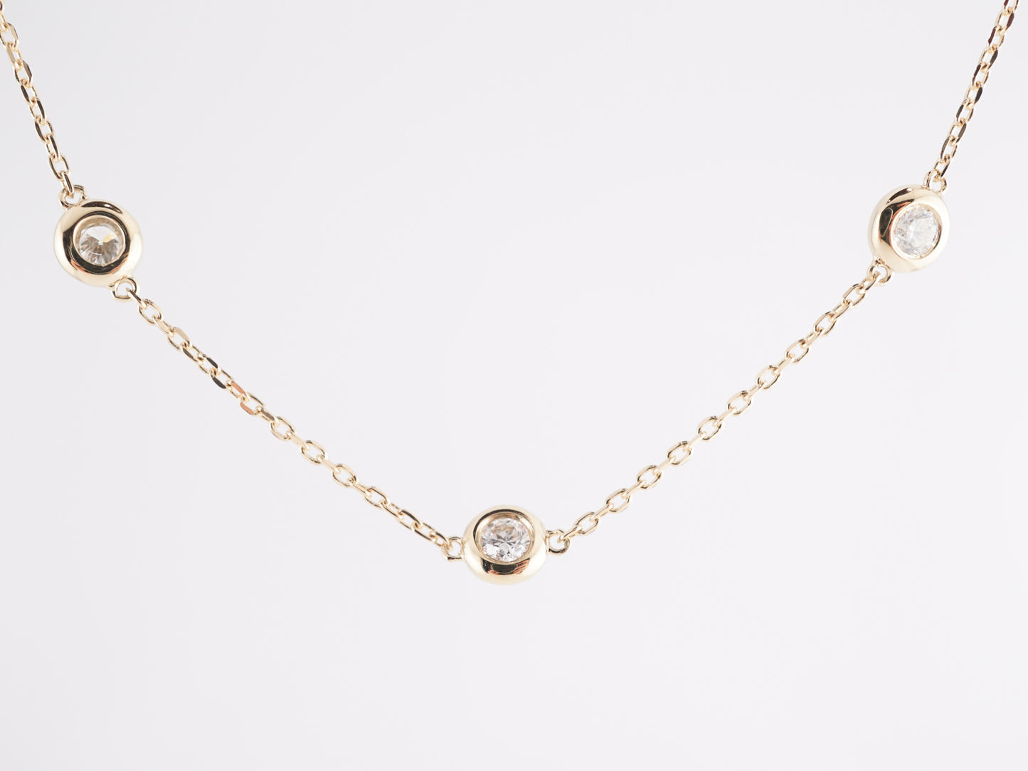 .30 Diamond Bezel Set Necklace in 14K Yellow Gold