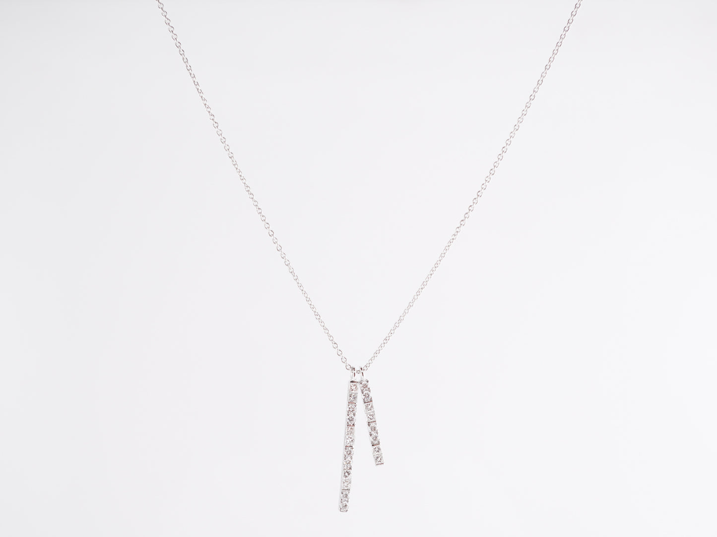 .34 Thin Bar Diamond Necklace in 18K White Gold