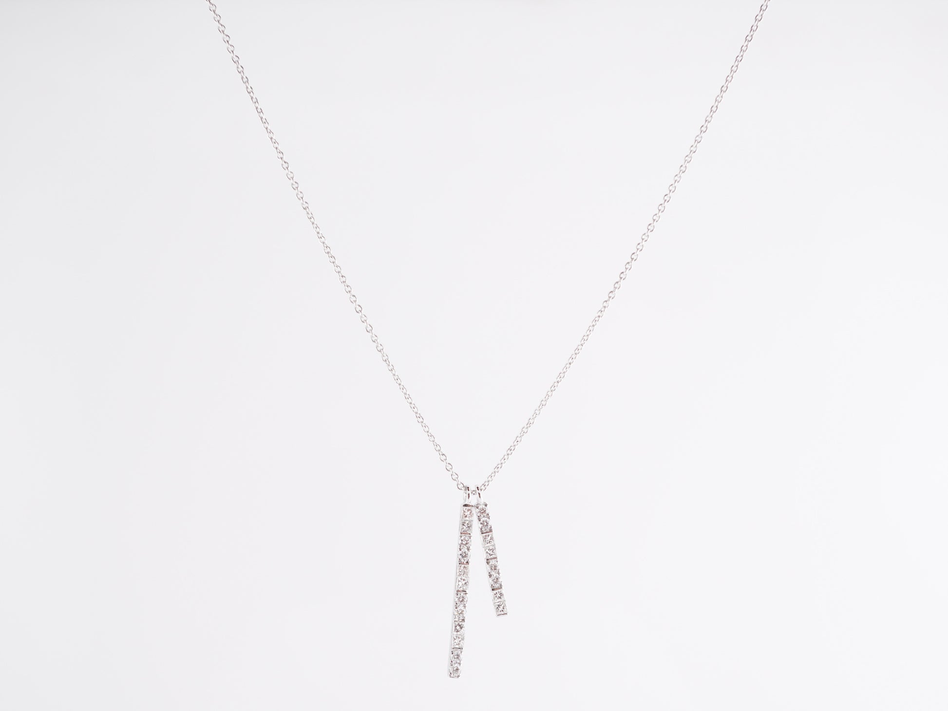 .34 Thin Bar Diamond Necklace in 18K White Gold