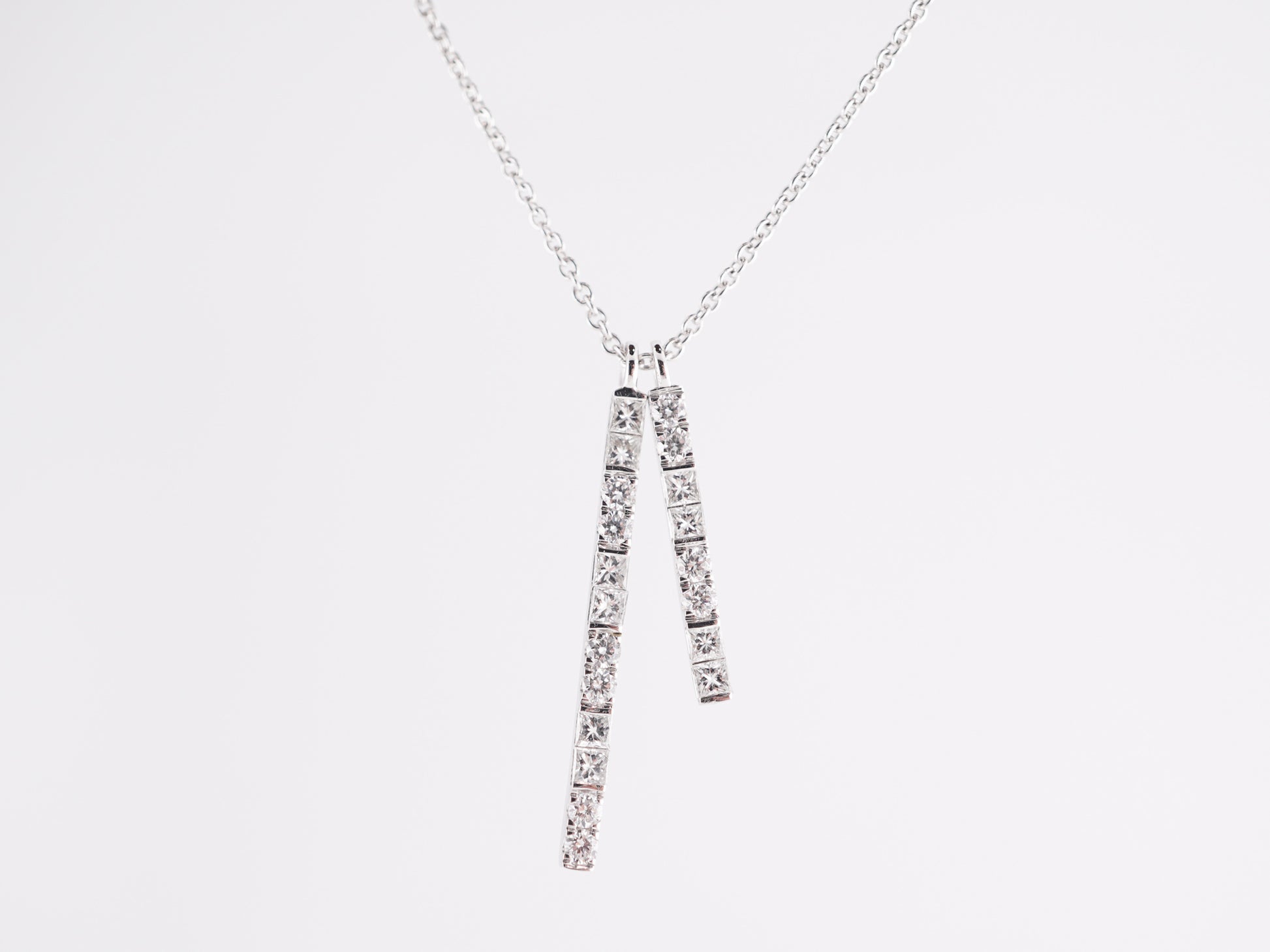 .34 Thin Bar Diamond Necklace in 18K White Gold