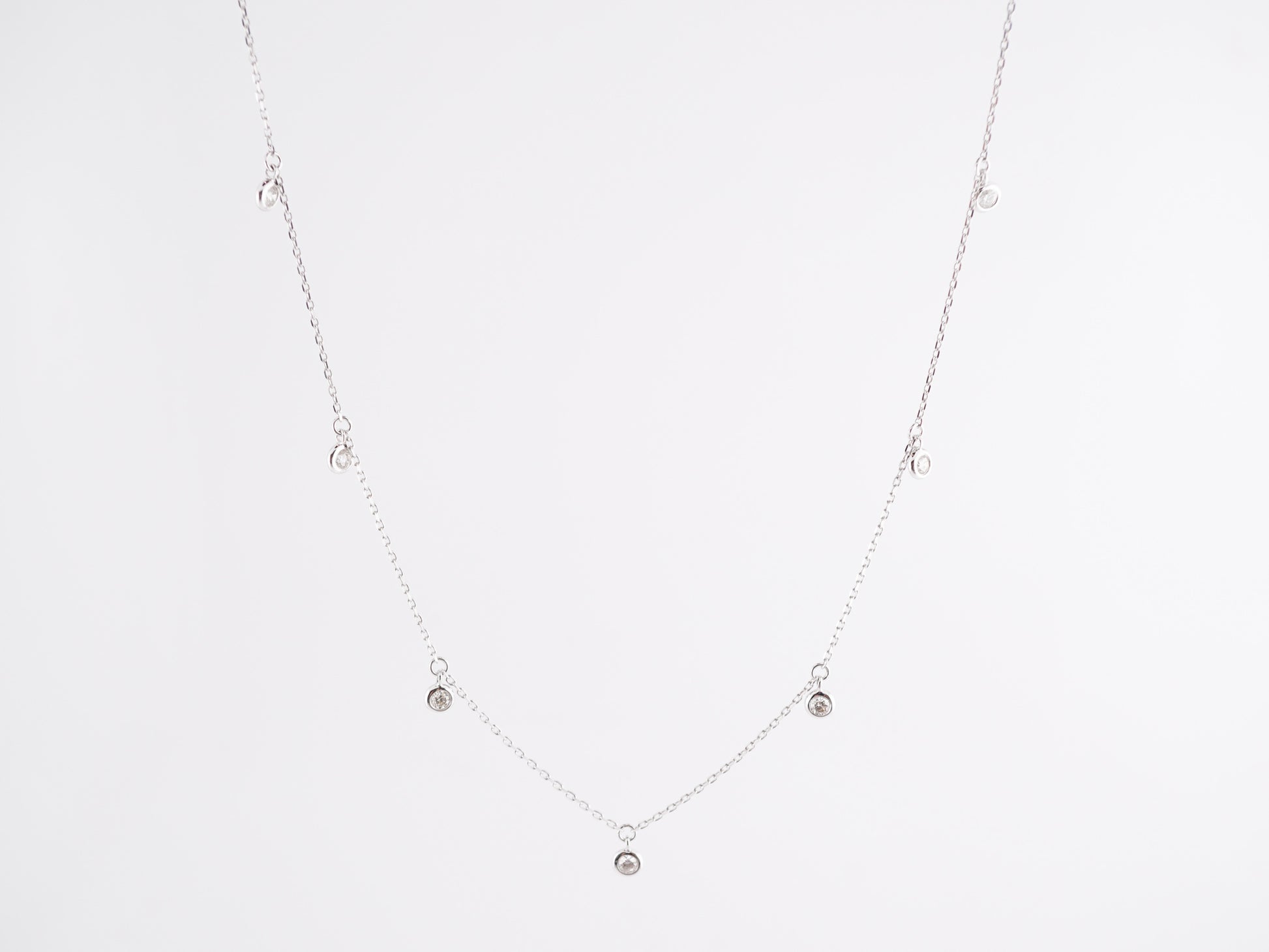 .50 Bezel Set Diamond Necklace in 14K White Gold