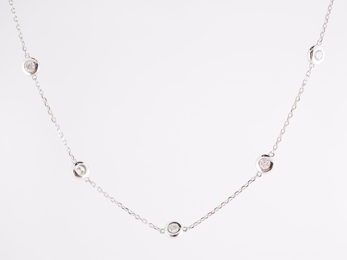 .30 Bezel Set Diamond Necklace in 14K White Gold