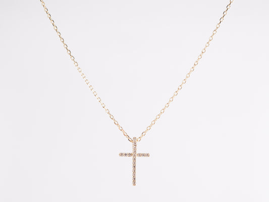 .07 Diamond Cross Necklace in 14k Yellow Gold