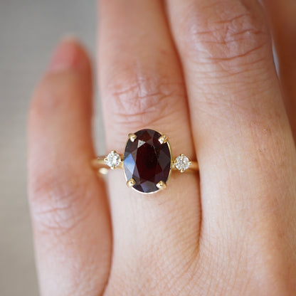 Oval Cut Ruby Engagement Ring in 14k Yellow Gold