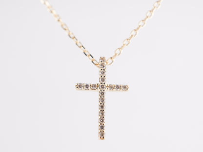 .07 Diamond Cross Necklace in 14k Yellow Gold