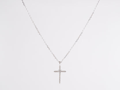 .12 Diamond Cross Necklace in 14k White Gold