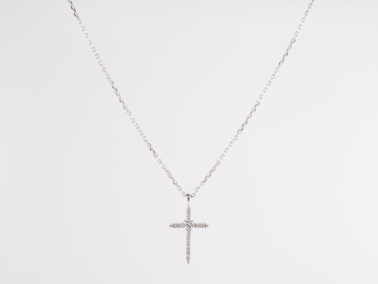 .12 Diamond Cross Necklace in 14k White Gold