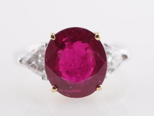 3.83 Thai Ruby & Diamond Cocktail Ring in 18k White Gold