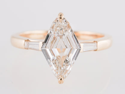 1.12 Lozenge Cut Diamond Engagement Ring in 14k Yellow Gold