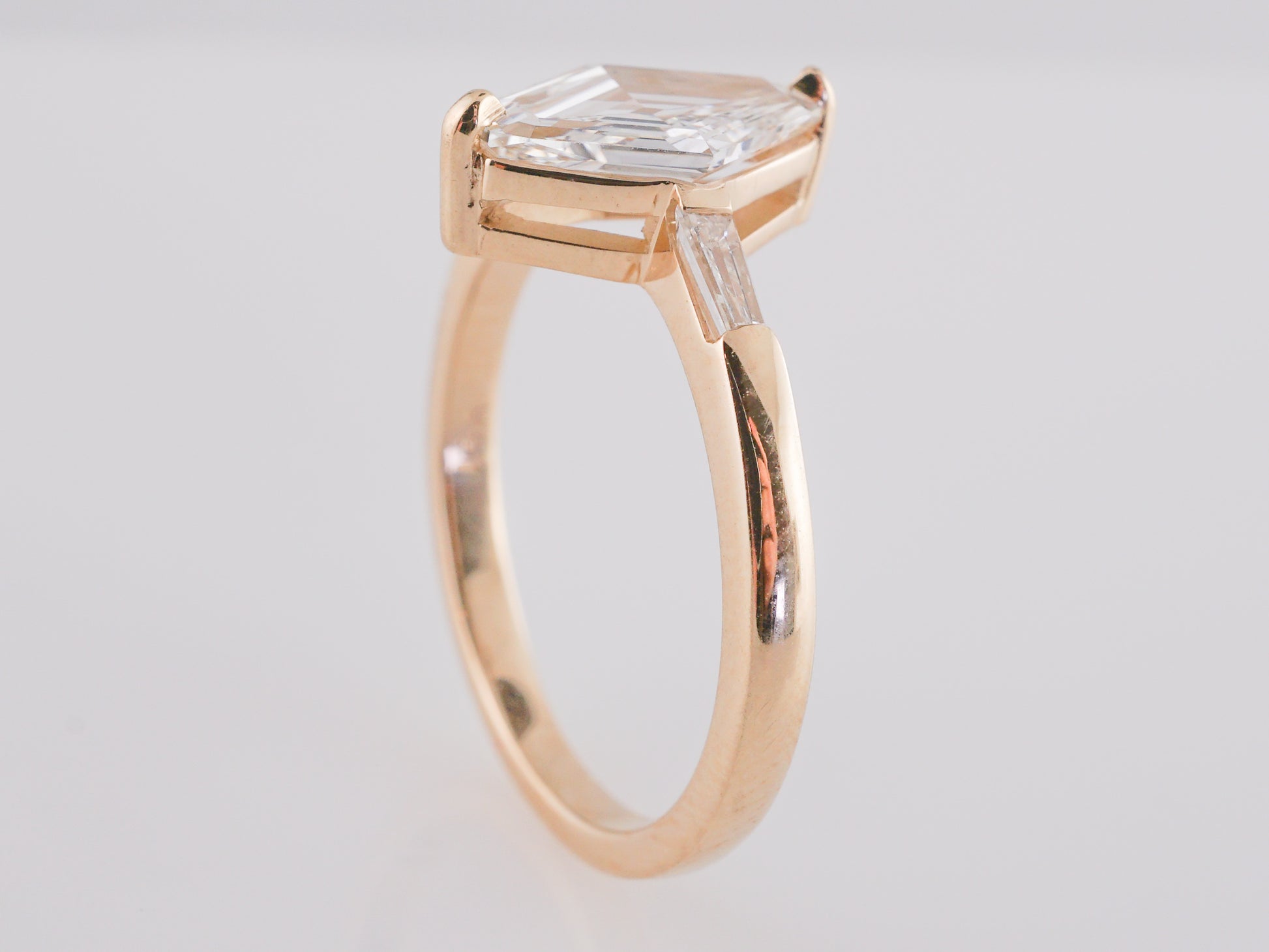 1.12 Lozenge Cut Diamond Engagement Ring in 14k Yellow Gold