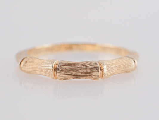 Modern Bamboo Style Wedding Band in 14k Yellow Gold