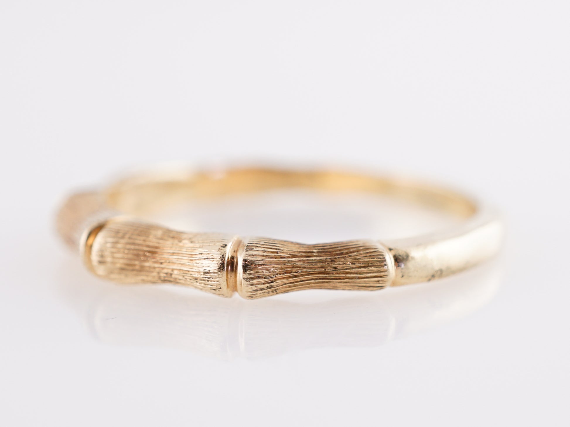 Bamboo Style Wedding Band in 14k Yellow Gold