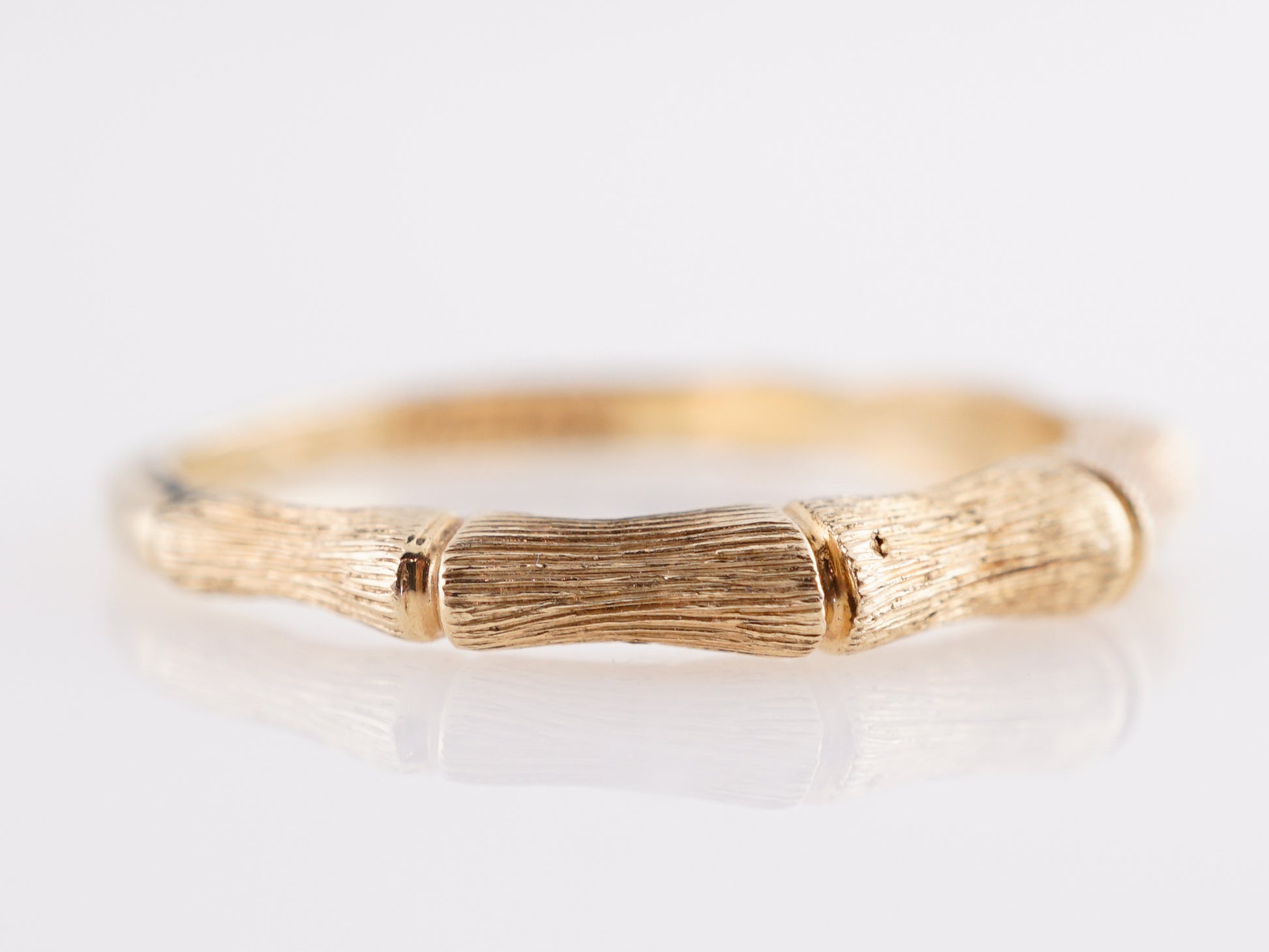 Bamboo Style Wedding Band in 14k Yellow Gold