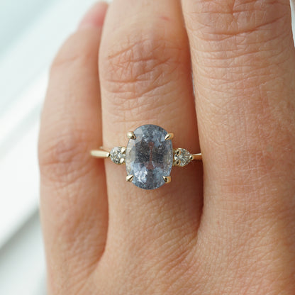 Oval Cut Lavender Sapphire Engagement Ring in Yellow Gold