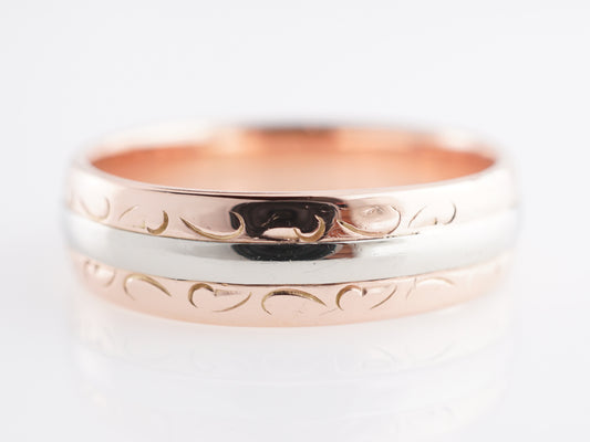 Mid-Century Two-Tone Wedding Band in 14k Yellow Gold