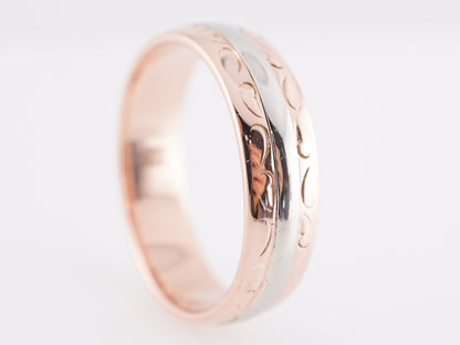 Mid-Century Two-Tone Wedding Band in 14k Yellow Gold