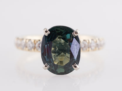 2.44 Oval Green Sapphire Engagement Ring in 14K Yellow Gold