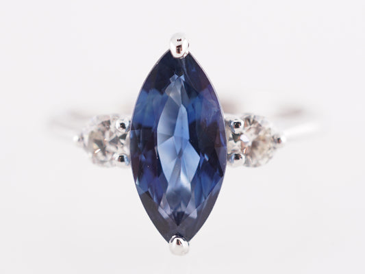 2.18 Marquise Cut Sapphire w/ Diamonds in 14k White Gold