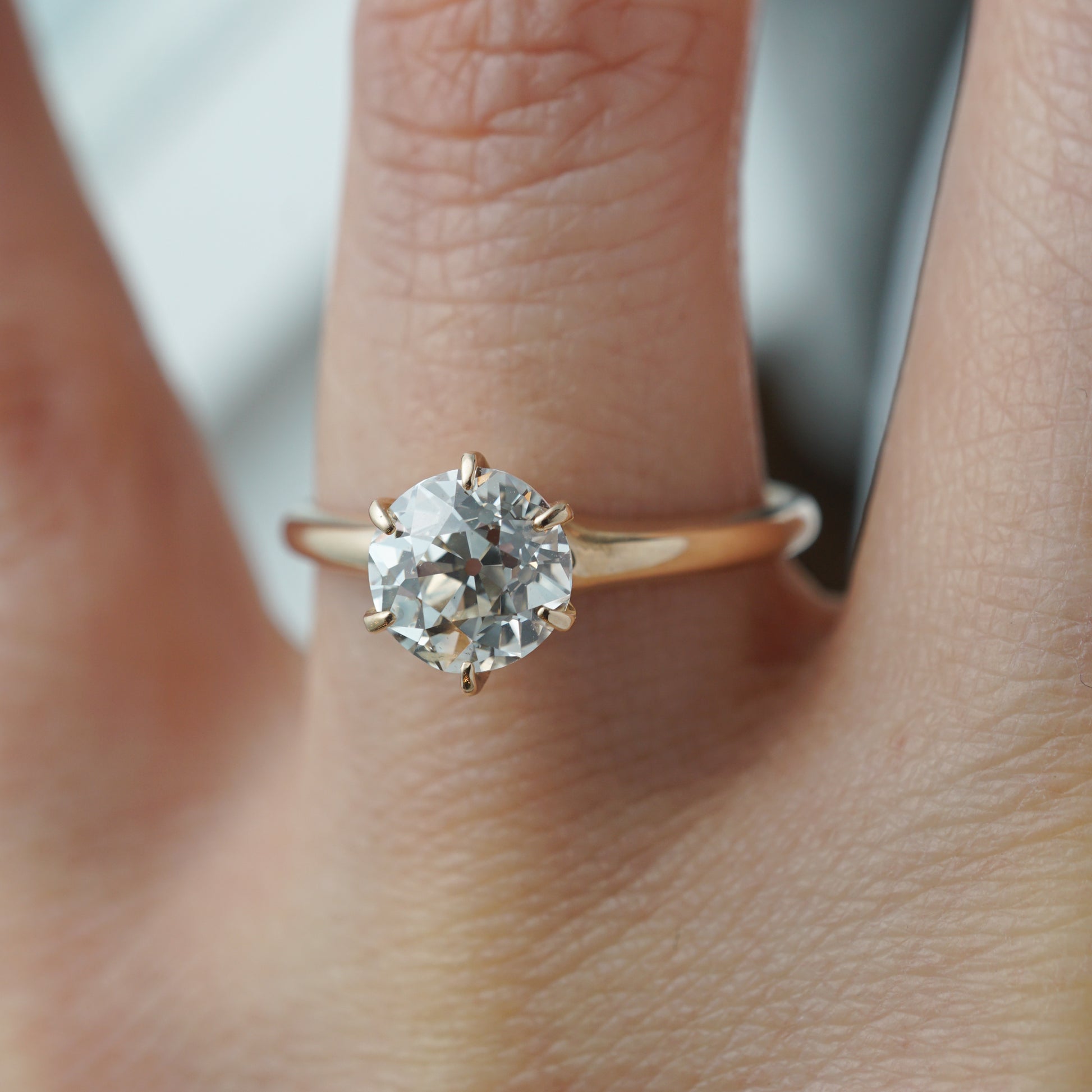 1.13 Victorian Solitaire Diamond Engagement Ring in 10k Yellow Gold