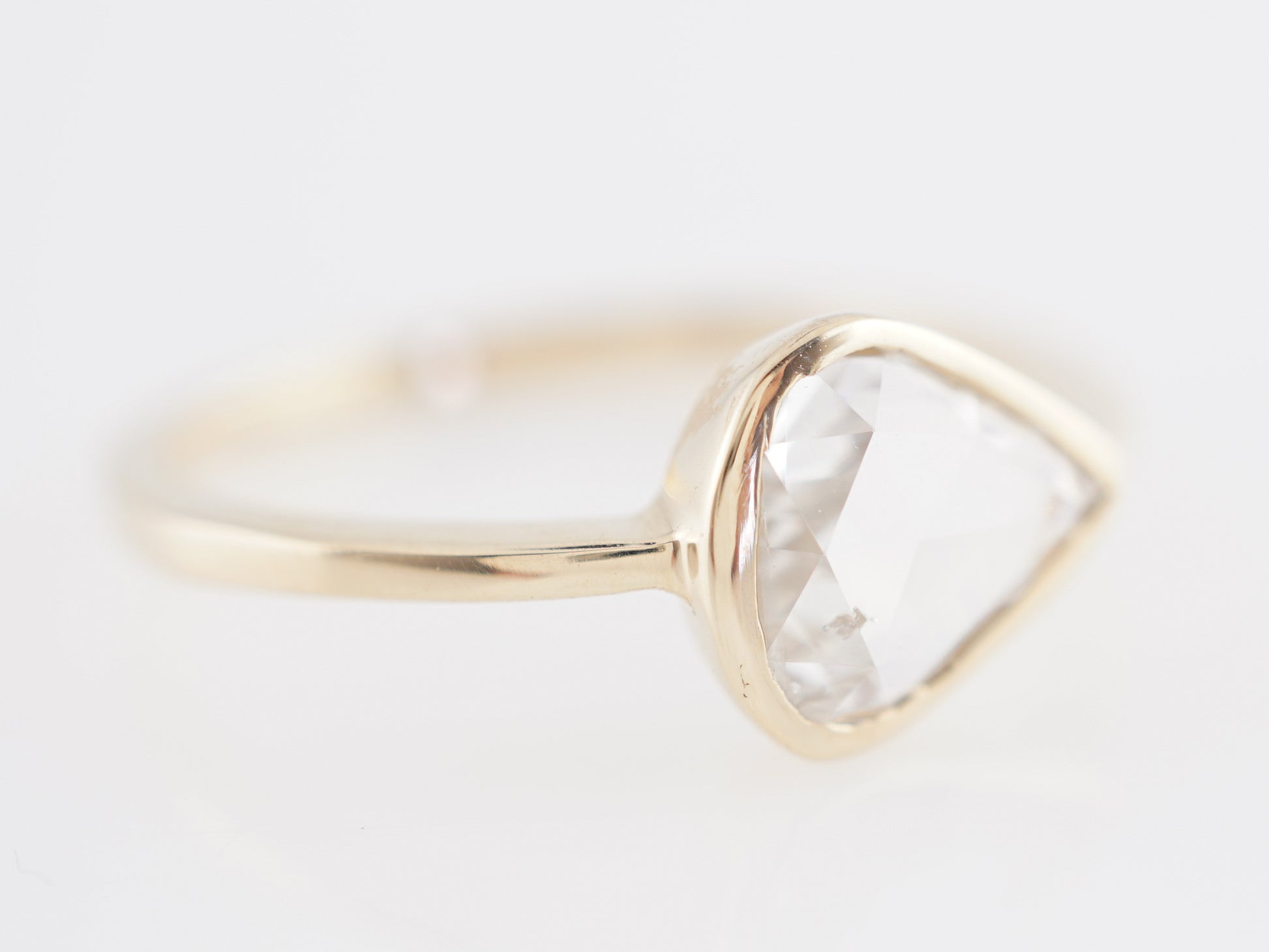 1.14 Pear Shaped Rose Cut Diamond Engagement Ring 14k GoldComposition: 14 Karat Yellow GoldRing Size: 6.5Total Diamond Weight: 1.14 ctTotal Gram Weight: 1.8 gInscription: 14k