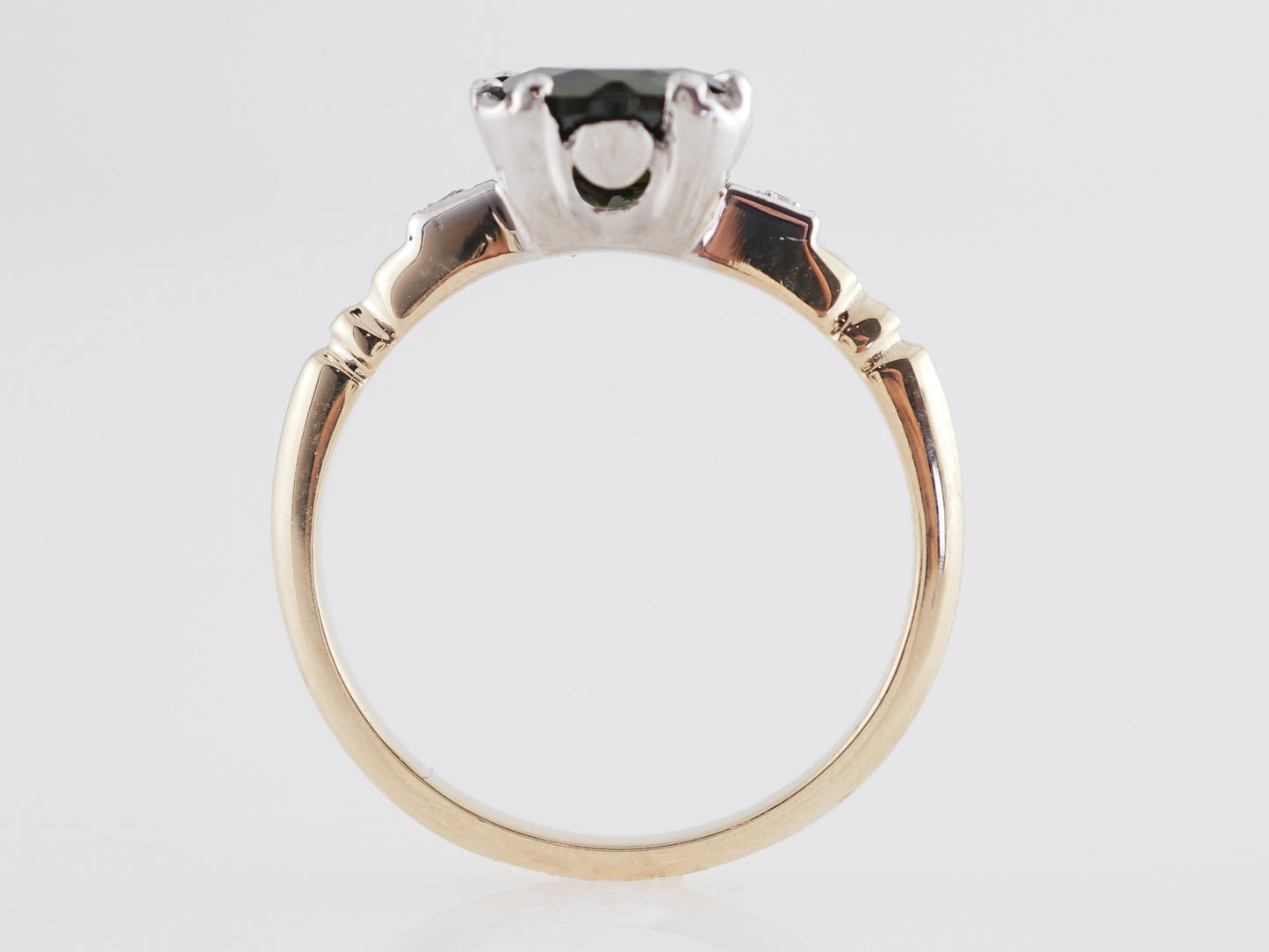 1.36 Retro Tourmaline Engagement Ring in 14k Yellow Gold