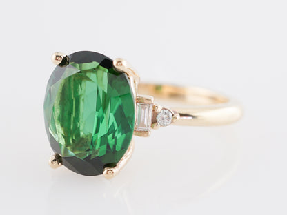 4.27 Oval Cut Tourmaline Engagement Ring in 14k Yellow Gold