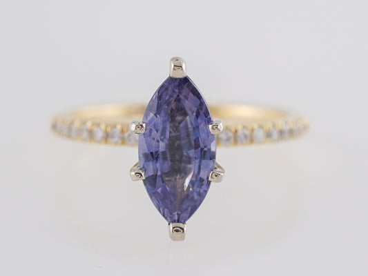 1.27 Marquise Cut Sapphire Engagement Ring in Yellow Gold