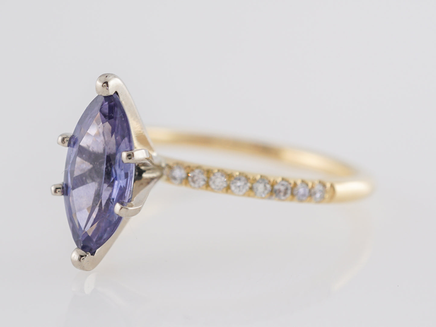 1.27 Marquise Cut Sapphire Engagement Ring in Yellow Gold