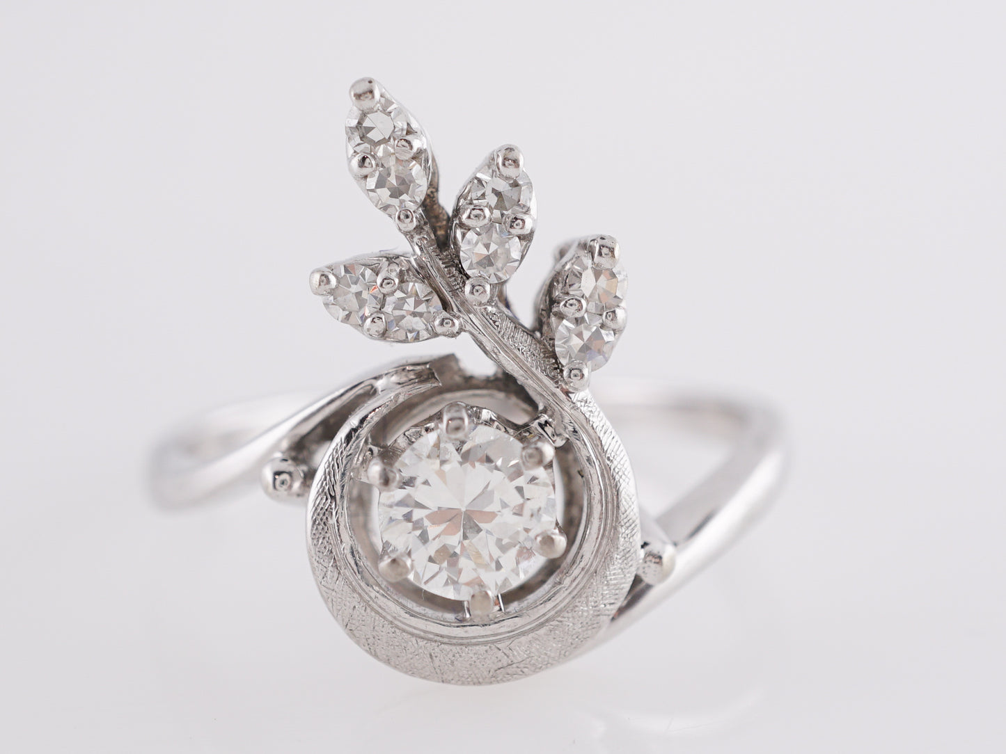 Art Deco Jabel Floral Cluster Diamond Ring in 18K White Gold