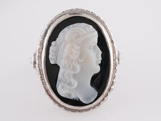 Art Deco Cameo Ring in 18K White Gold