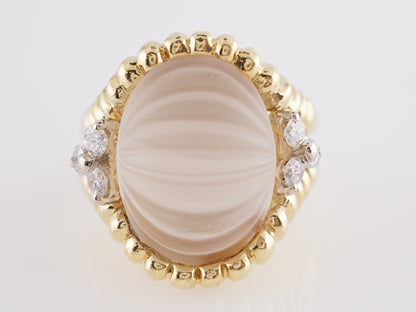Frosted Quartz Cocktail Ring with Diamond Accents in 18k