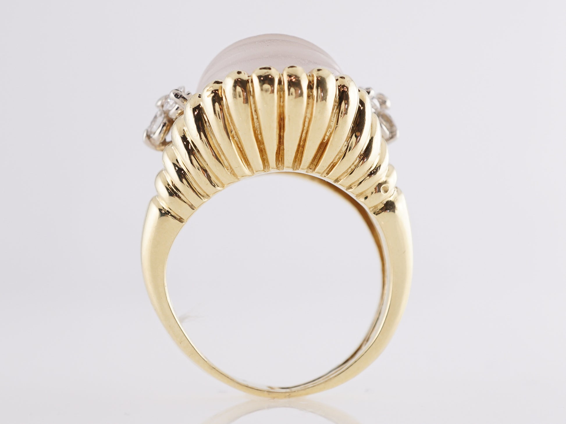 Frosted Quartz Cocktail Ring with Diamond Accents in 18kComposition: 18 Karat Yellow Gold Ring Size: 5.75 Total Diamond Weight: .36ct Total Gram Weight: 13.8 g Inscription: 18K
      