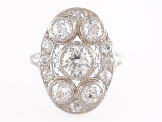 Vintage Deco Diamond Dinner Ring in Platinum