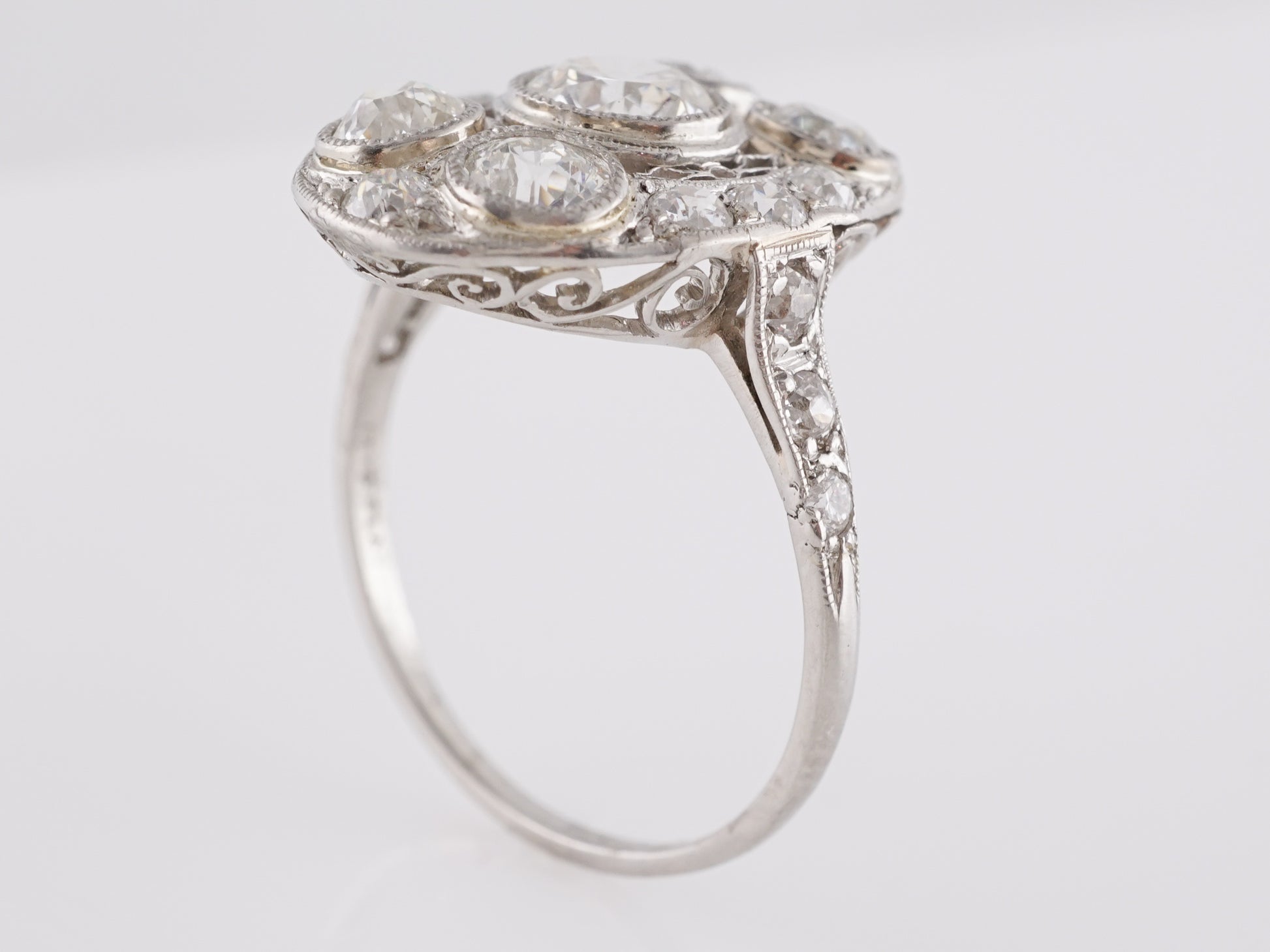 Vintage Deco Diamond Dinner Ring in Platinum