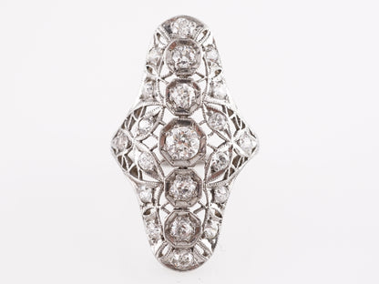 2.16 Art Deco Filigree Diamond Ring in Platinum