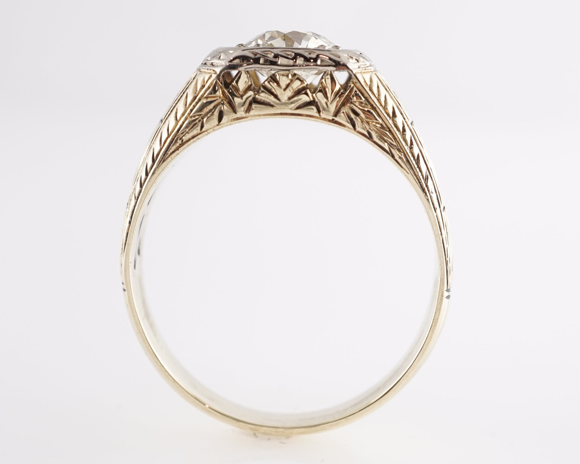 1.45 Art Deco Diamond Engagement Ring in 14k Yellow Gold