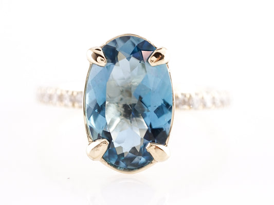 2.70 Santa Maria Aquamarine & Diamond Ring in 14K Yellow Gold