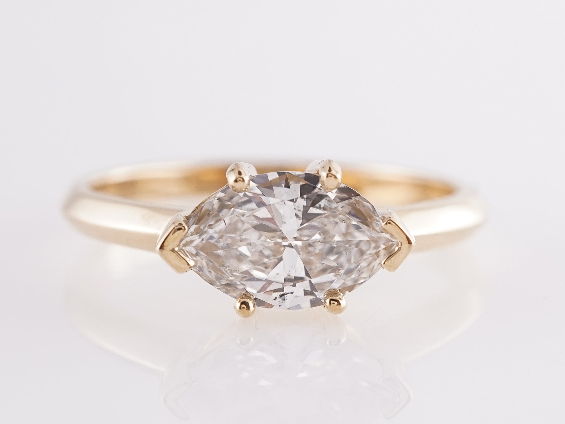 .93 Marquise Cut Diamond Engagement Ring in 14k Yellow Gold