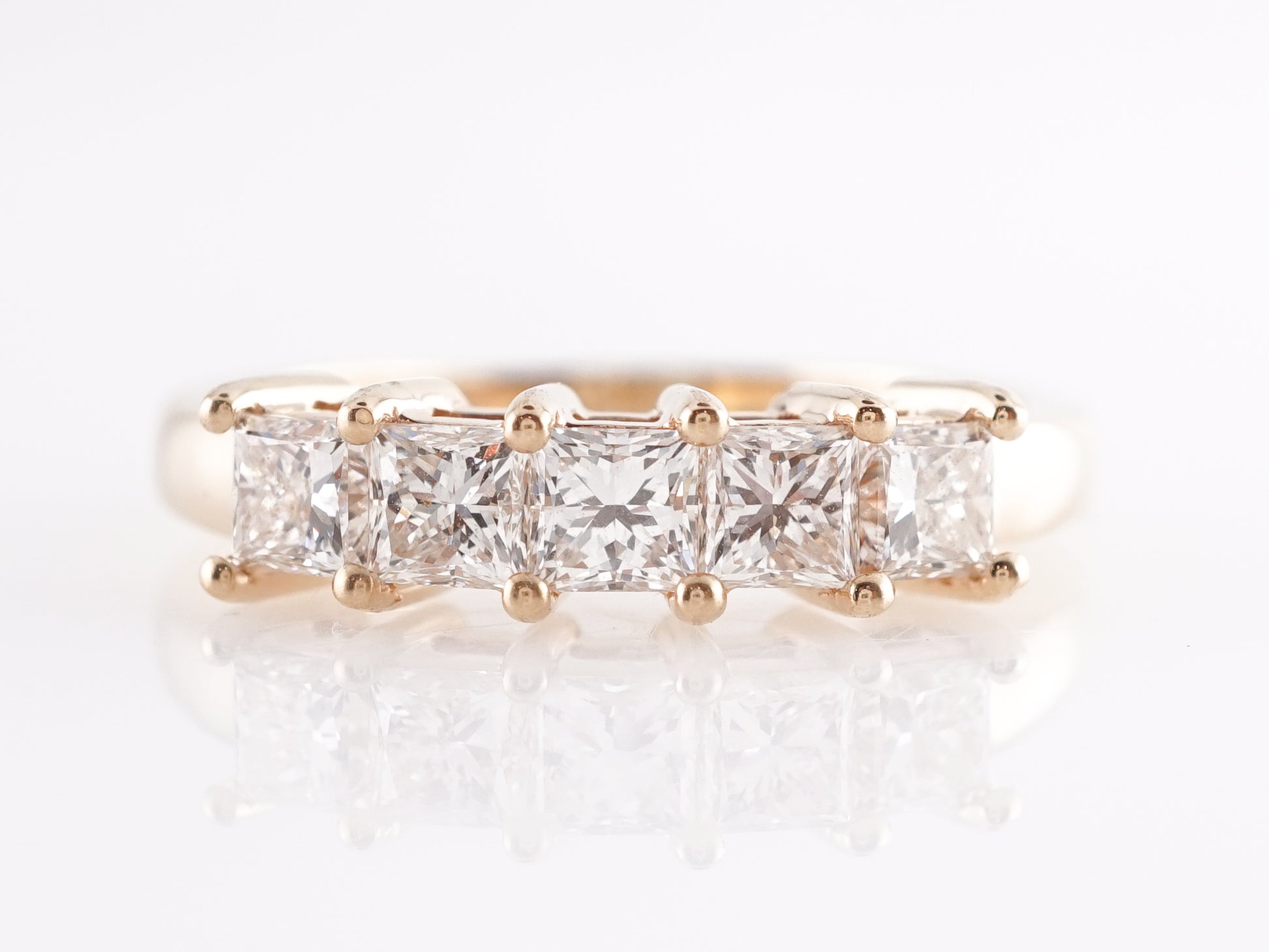 5 Stone Diamond Wedding Band in 14K Yellow Gold