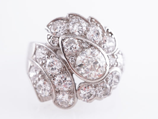 3.17 Vintage Retro Diamond Cocktail Ring in Platinum