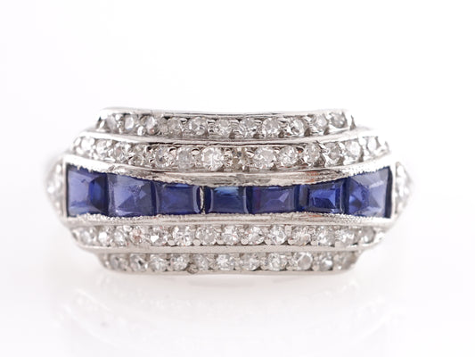 Art Deco Sapphire and Diamond Ring in Platinum