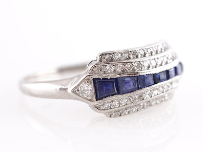 Art Deco Sapphire and Diamond Ring in Platinum