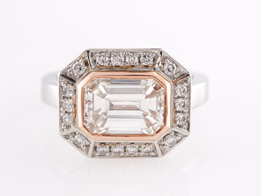 Emerald Cut Diamond Engagement Ring in Platinum and Rose Gold