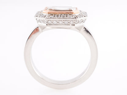 Emerald Cut Diamond Engagement Ring in Platinum and Rose Gold