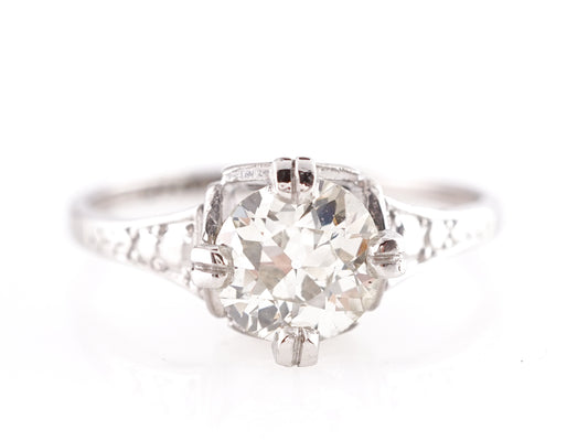 1.08 Art Deco Old European Diamond Engagement Ring in Platinum