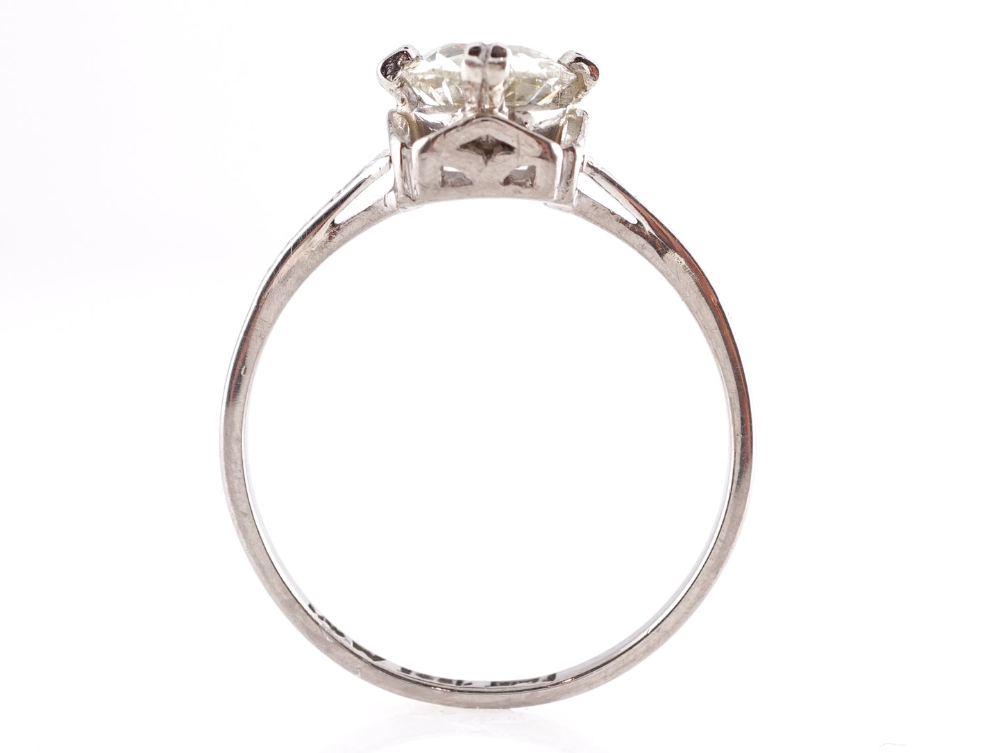 1.08 Art Deco Old European Diamond Engagement Ring in Platinum