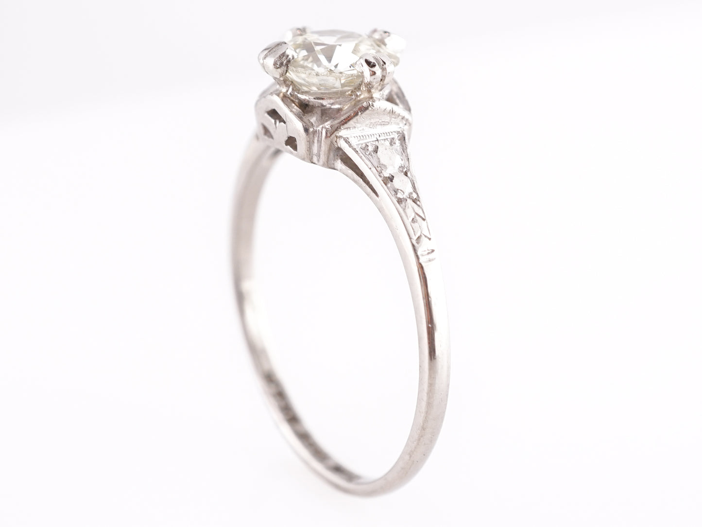 1.08 Art Deco Old European Diamond Engagement Ring in Platinum