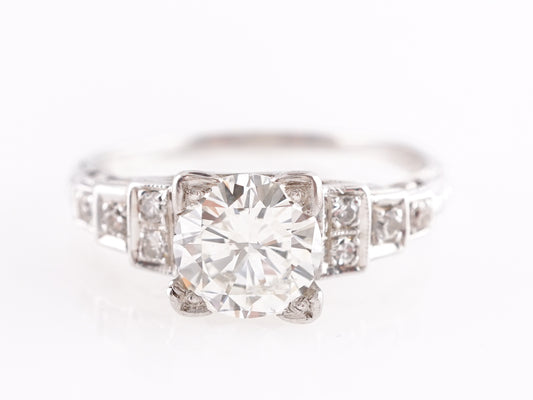 1.01 Art Deco Diamond Engagement Ring in 18K White Gold